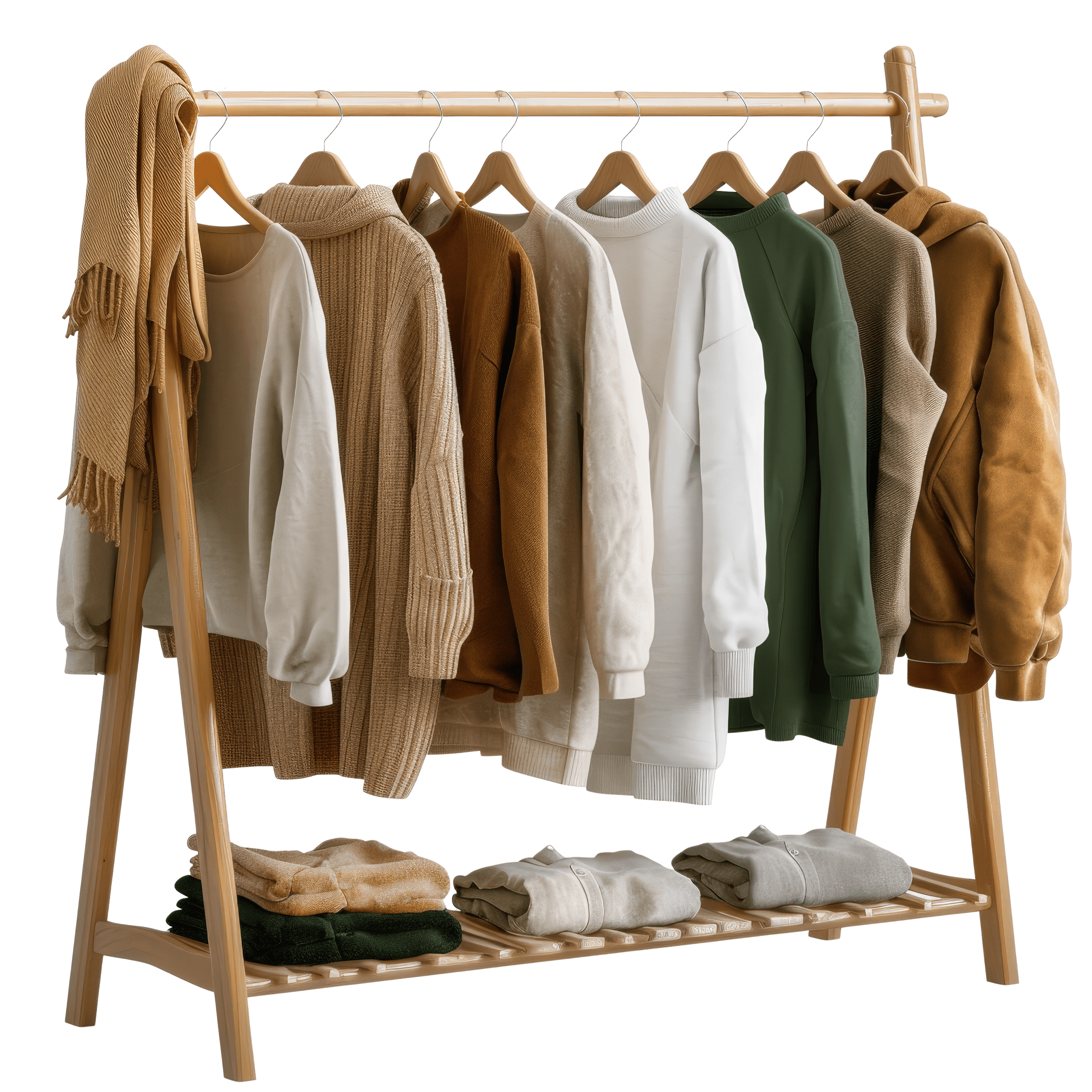 Stylish outfits on hangers curated by RISE - showcasing perfectly coordinated looks